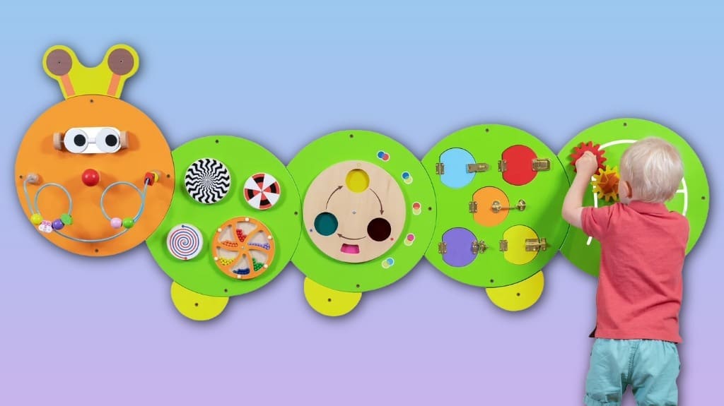 SPARK & WOW Caterpillar Activity Wall Panels - Montessori Sensory Wall Busy Board