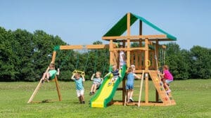 Backyard Discovery Mount McKinley Cedar Wood Swing Set with Wave Slide