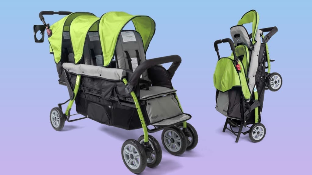 Gaggle by Foundations Compass 3-Seat Stroller – Triple Stroller with Individual Reclining Seats for 3 Children – Lime Gaggle by Foundations Compass 3-Seat Stroller - Triple Stroller with Individual Reclining Seats for 3 Children - Lime