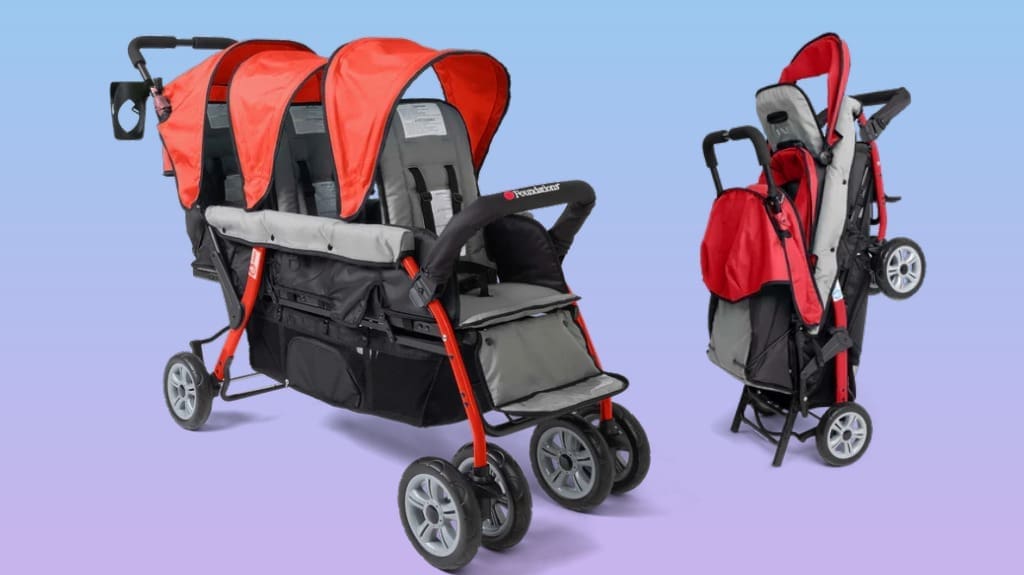 Gaggle by Foundations Compass Trio Stroller – Triple Stroller with Individual Reclining Seats for 3 Children – Red Gaggle by Foundations Compass Trio Stroller - Triple Stroller with Individual Reclining Seats for 3 Children - Red